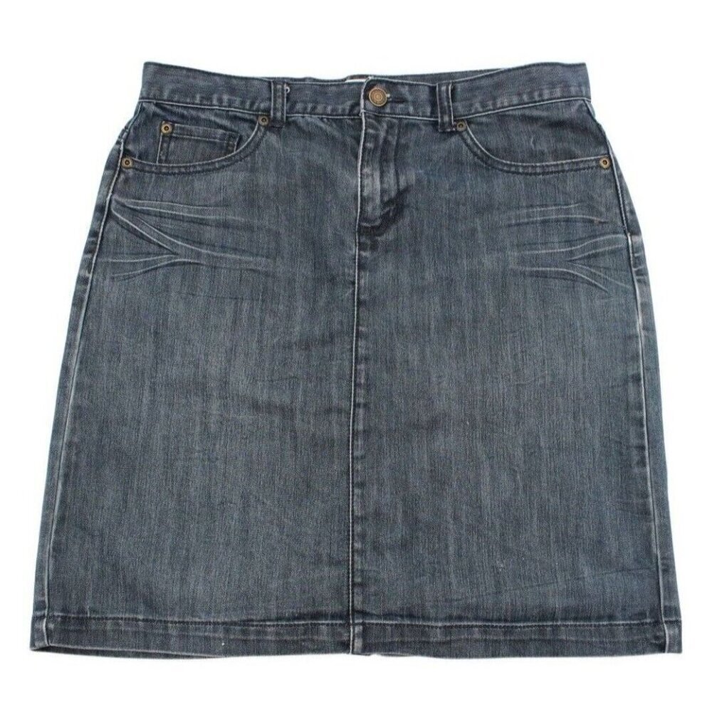 Joe Fresh Skirt Size 8 Blue Medium Wash Denim Whisker Wash Mid Rise Pencil Jean